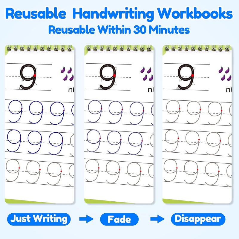 Helsort Large Magic Grooved Writing Practice Books for Kids, Reusable Grooved Handwriting Workbooks, Number Letter Tracing Books for Kids Age 3-8 Kindergarten Preschool Calligraphy - Image 5